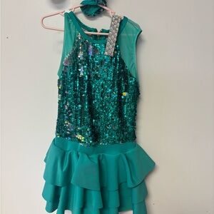Glittery Aqua Kids Dance Costume